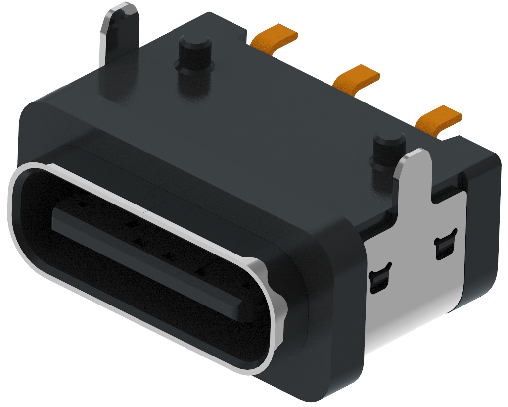 XB-TYPE C 3P waterproof base on board L=7.5mm (with steel sheet) shell 2-pin plug-in board